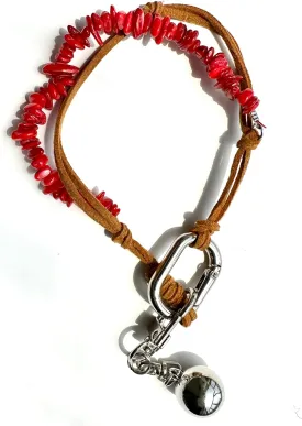 Cherry Bag Charm Crystal Stone Leather Rope Keychain Leather Tassel KeyChain Hand Woven