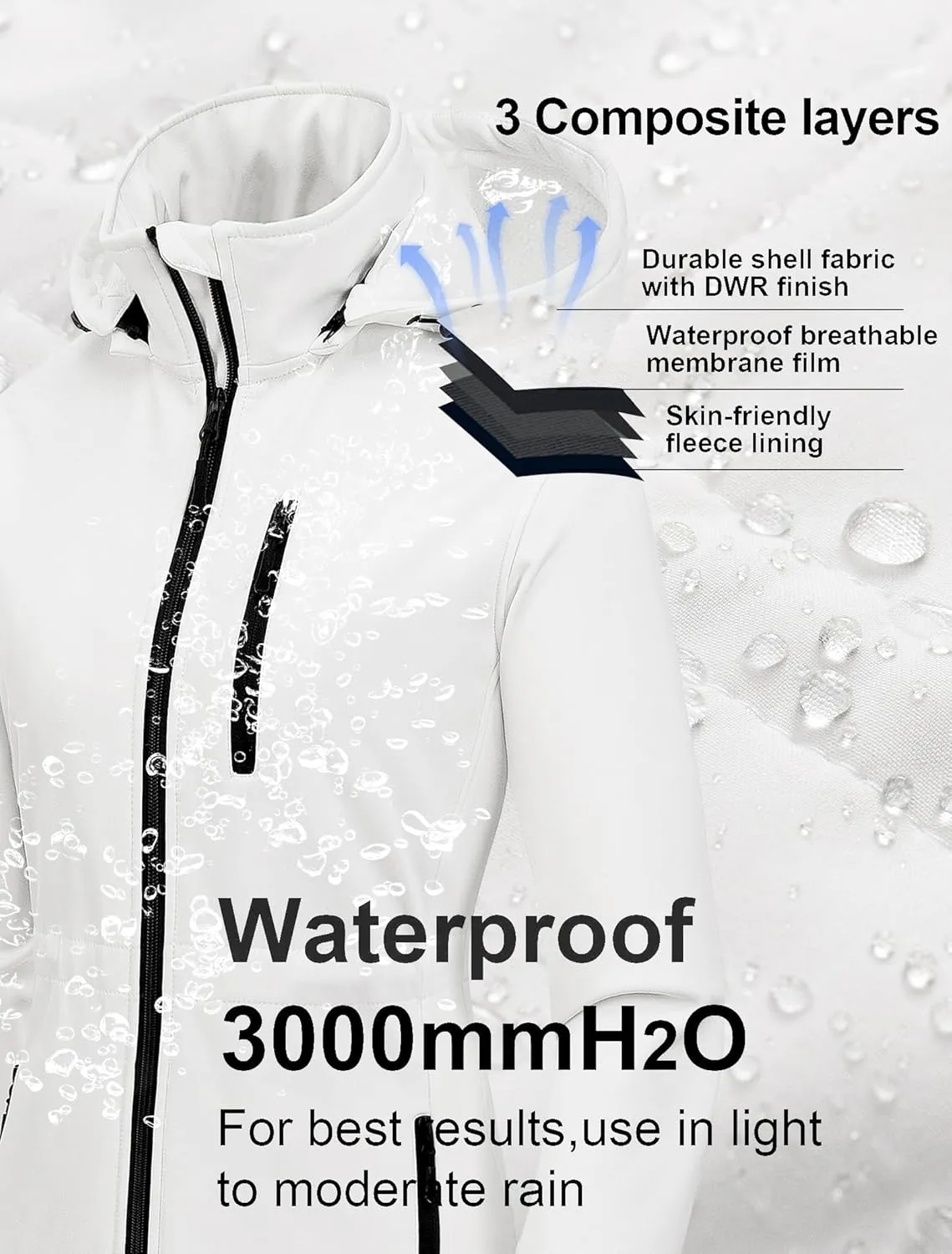 CREATMO US Women's Lightweight Waterproof Long Softshell Tactical Jacket Fleece Lined Windbreaker