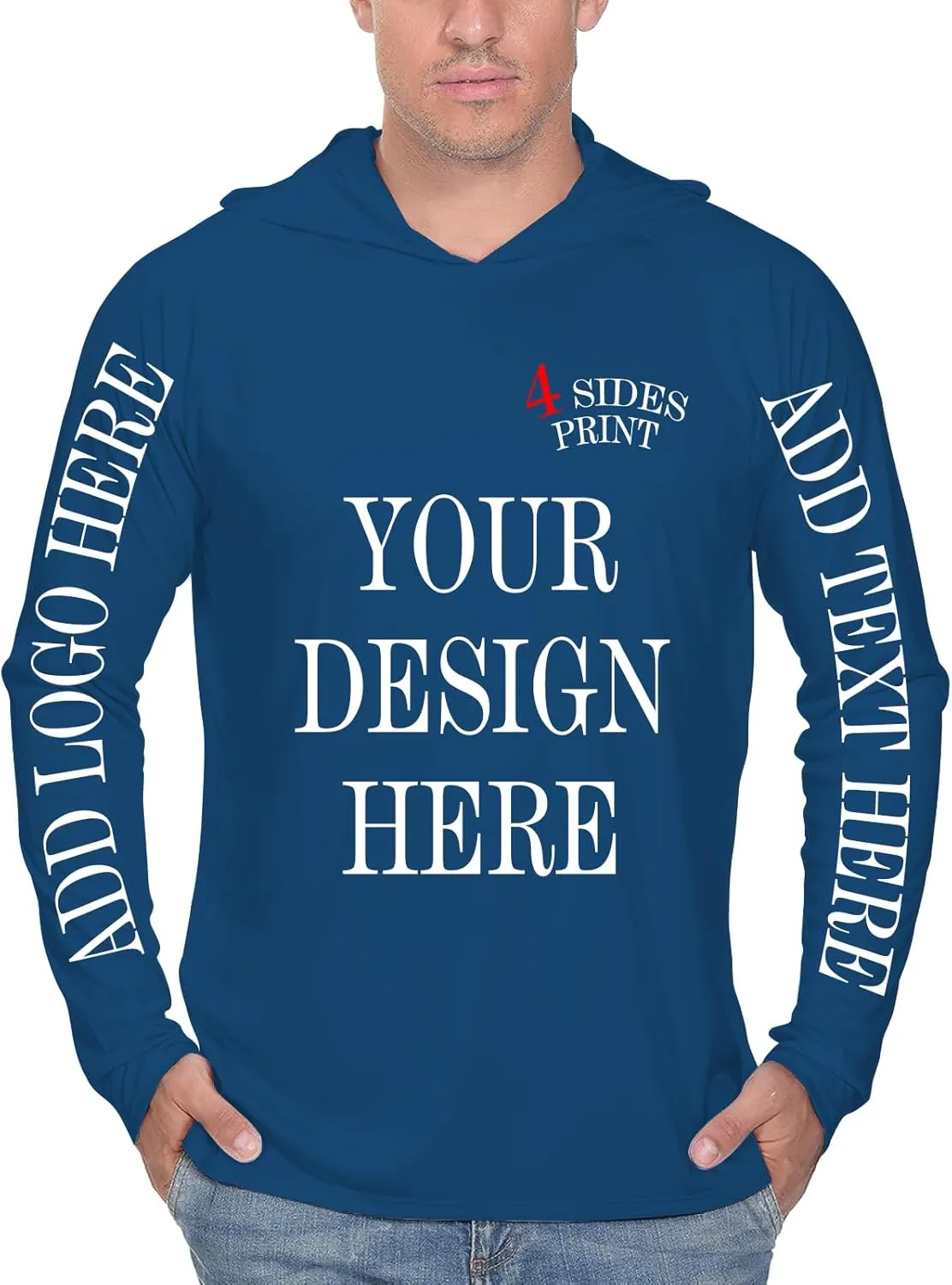 Custom Men's Sun Protection Hoodie Shirt Custom Hoodies Design Your Own Logo Text Customizable Long Sleeve T-Shirt