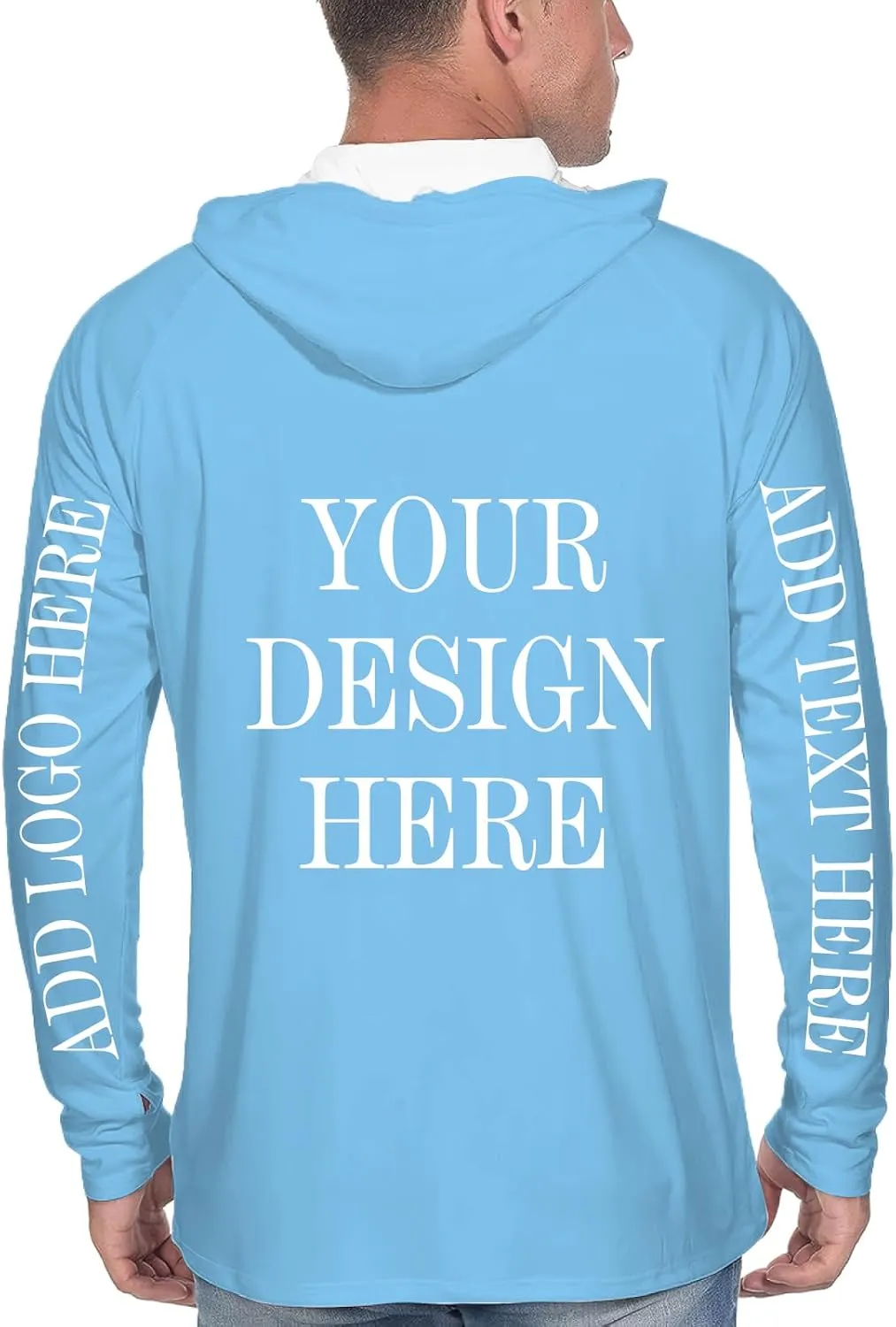 Custom Men's Sun Protection Hoodie Shirt Custom Hoodies Design Your Own Logo Text Customizable Long Sleeve T-Shirt