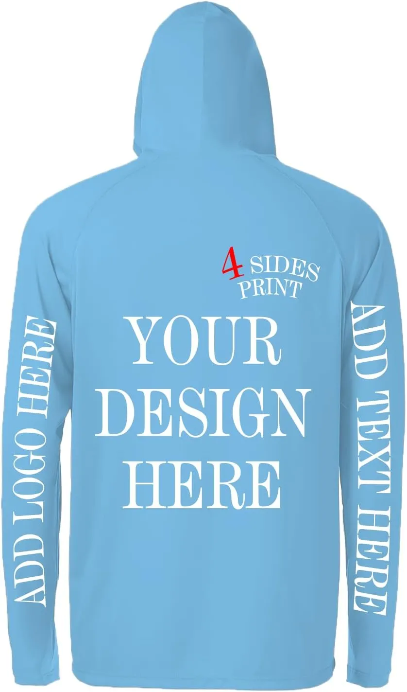 Custom Men's Sun Protection Hoodie Shirt Custom Hoodies Design Your Own Logo Text Customizable Long Sleeve T-Shirt
