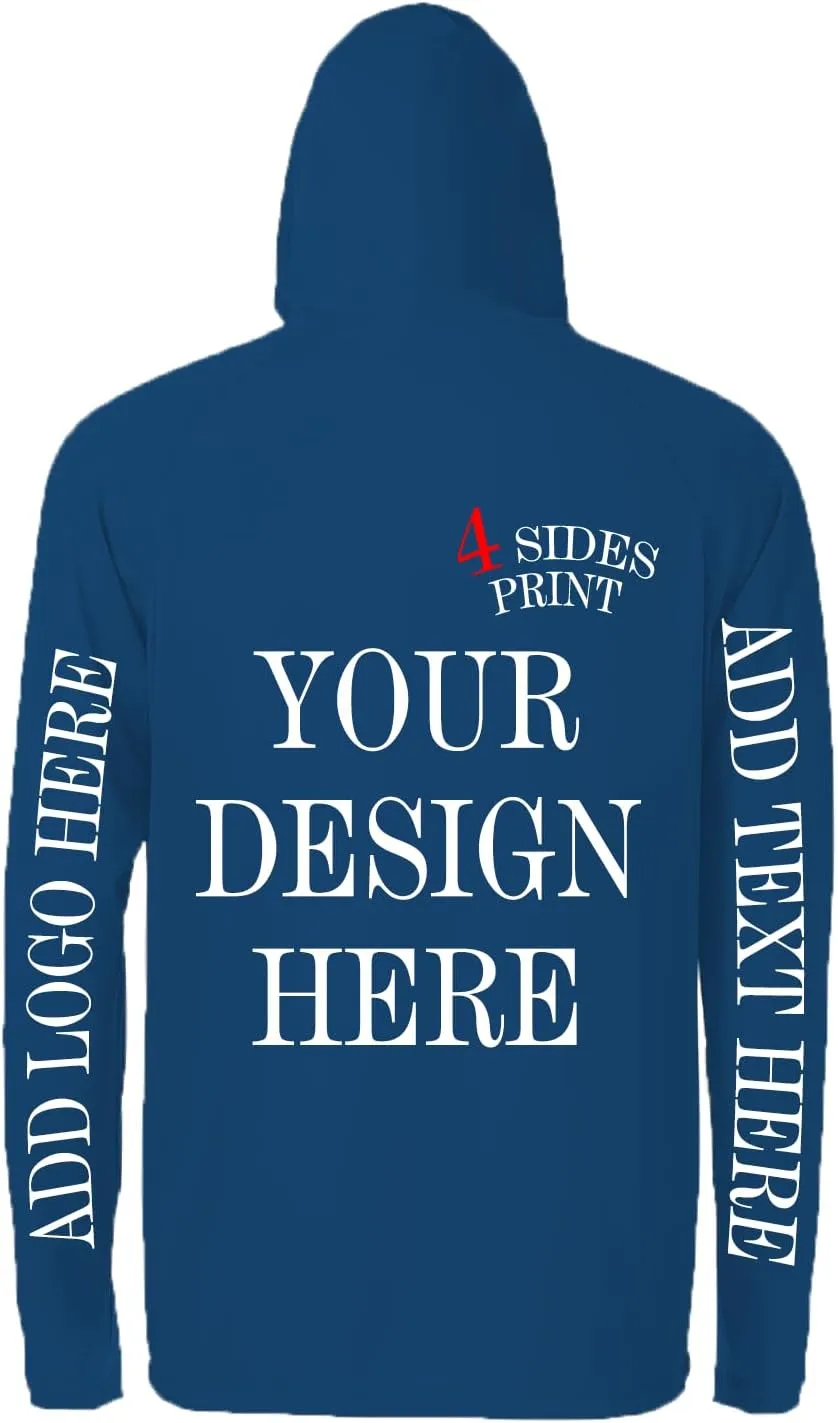 Custom Men's Sun Protection Hoodie Shirt Custom Hoodies Design Your Own Logo Text Customizable Long Sleeve T-Shirt