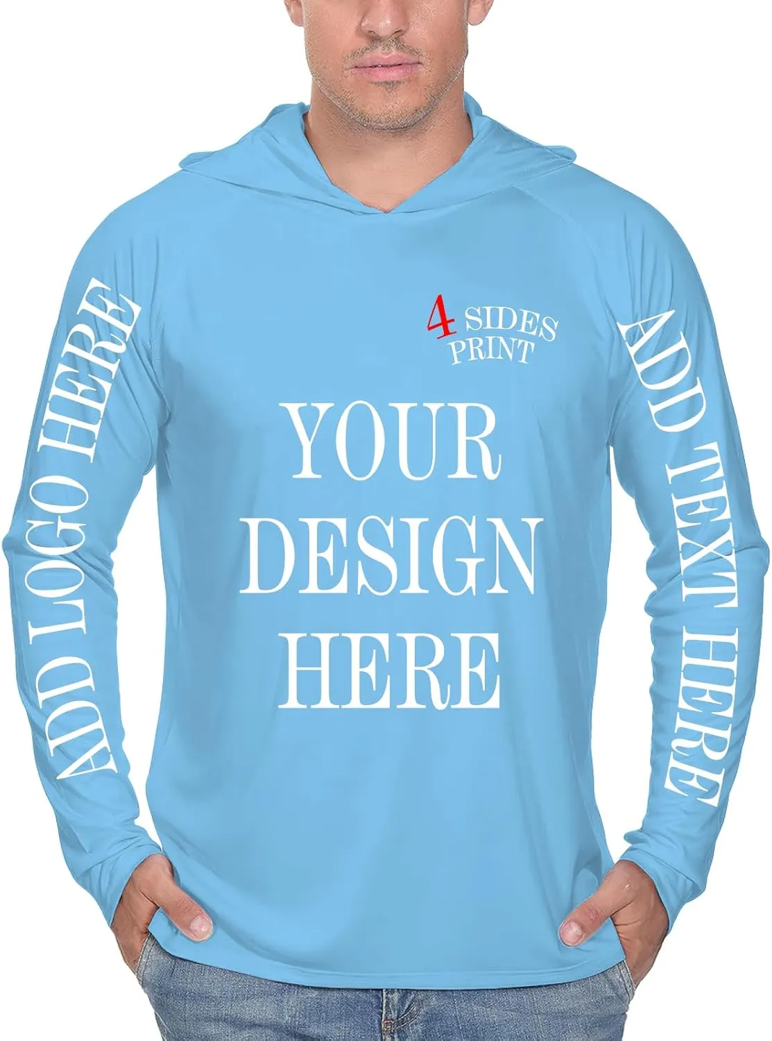 Custom Men's Sun Protection Hoodie Shirt Custom Hoodies Design Your Own Logo Text Customizable Long Sleeve T-Shirt