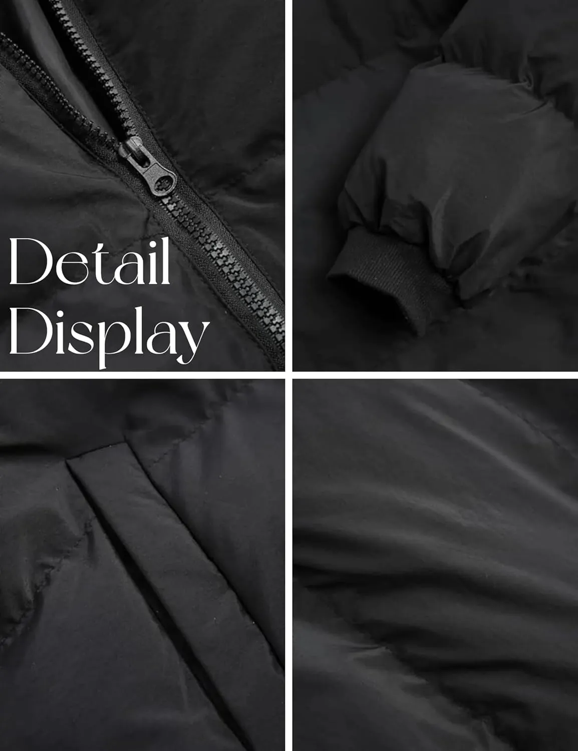 Dqbeng Puffer Jacket Womens Winter Casual Warm Long Sleeve Zip Up Padded Coat