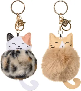 Faux Fur Ball Pom Pom Key Chain Ring for Women Bag Pendant