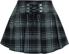 MakeMeChic Women's Y2K Plaid Lace Up Mini Skirt Pleated A Line Skater Skirts