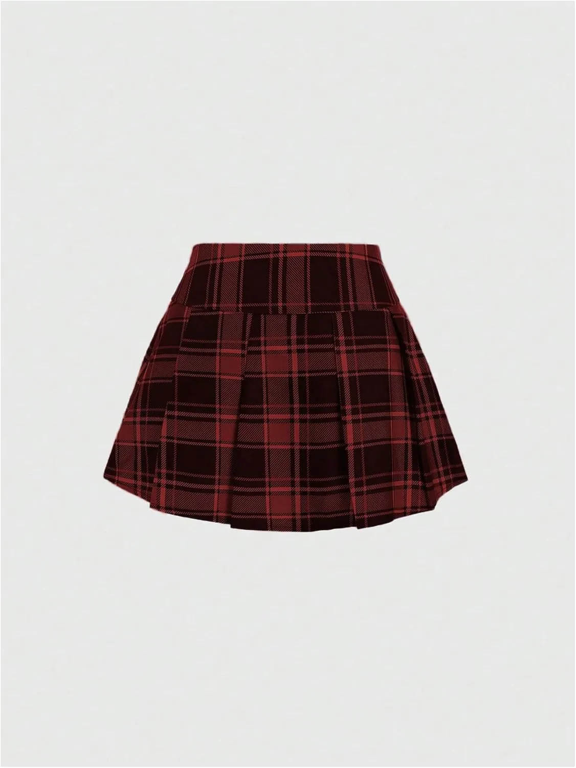 MakeMeChic Women's Y2K Plaid Lace Up Mini Skirt Pleated A Line Skater Skirts