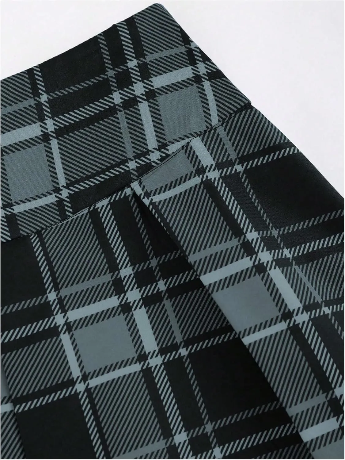 MakeMeChic Women's Y2K Plaid Lace Up Mini Skirt Pleated A Line Skater Skirts
