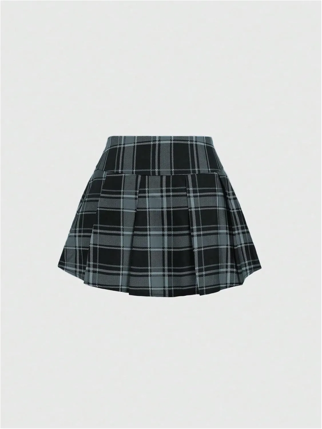 MakeMeChic Women's Y2K Plaid Lace Up Mini Skirt Pleated A Line Skater Skirts