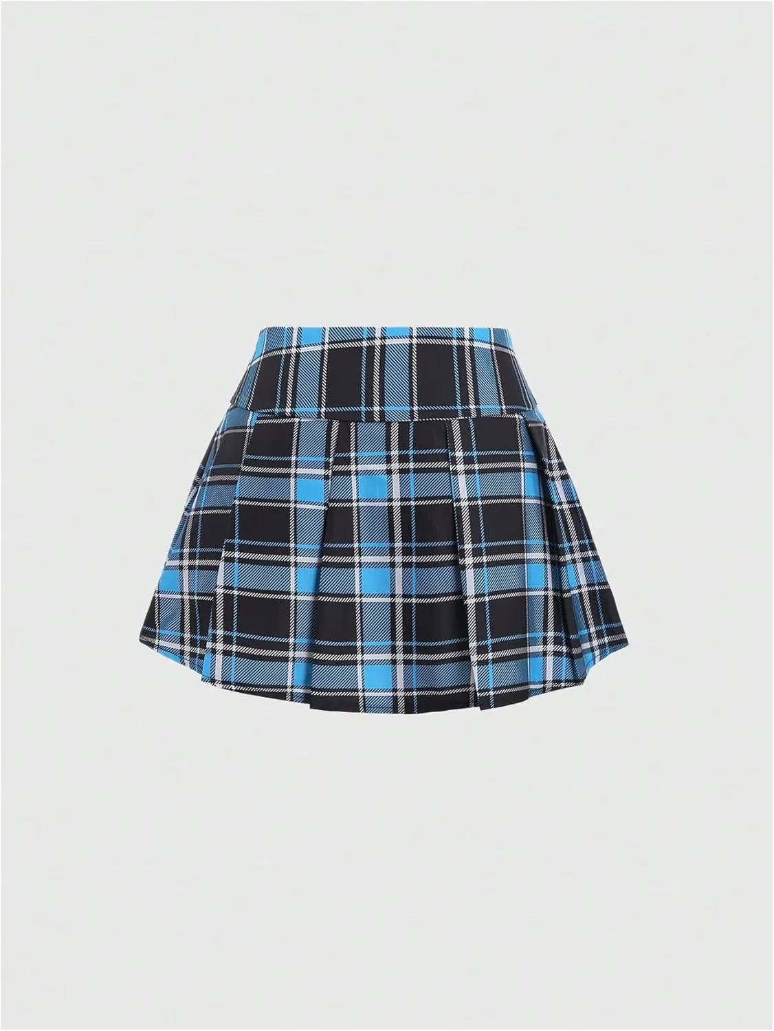 MakeMeChic Women's Y2K Plaid Lace Up Mini Skirt Pleated A Line Skater Skirts