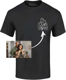 Personalized Custom Couples or Family Photo to Minimal Outline Sketch Art T-Shirt