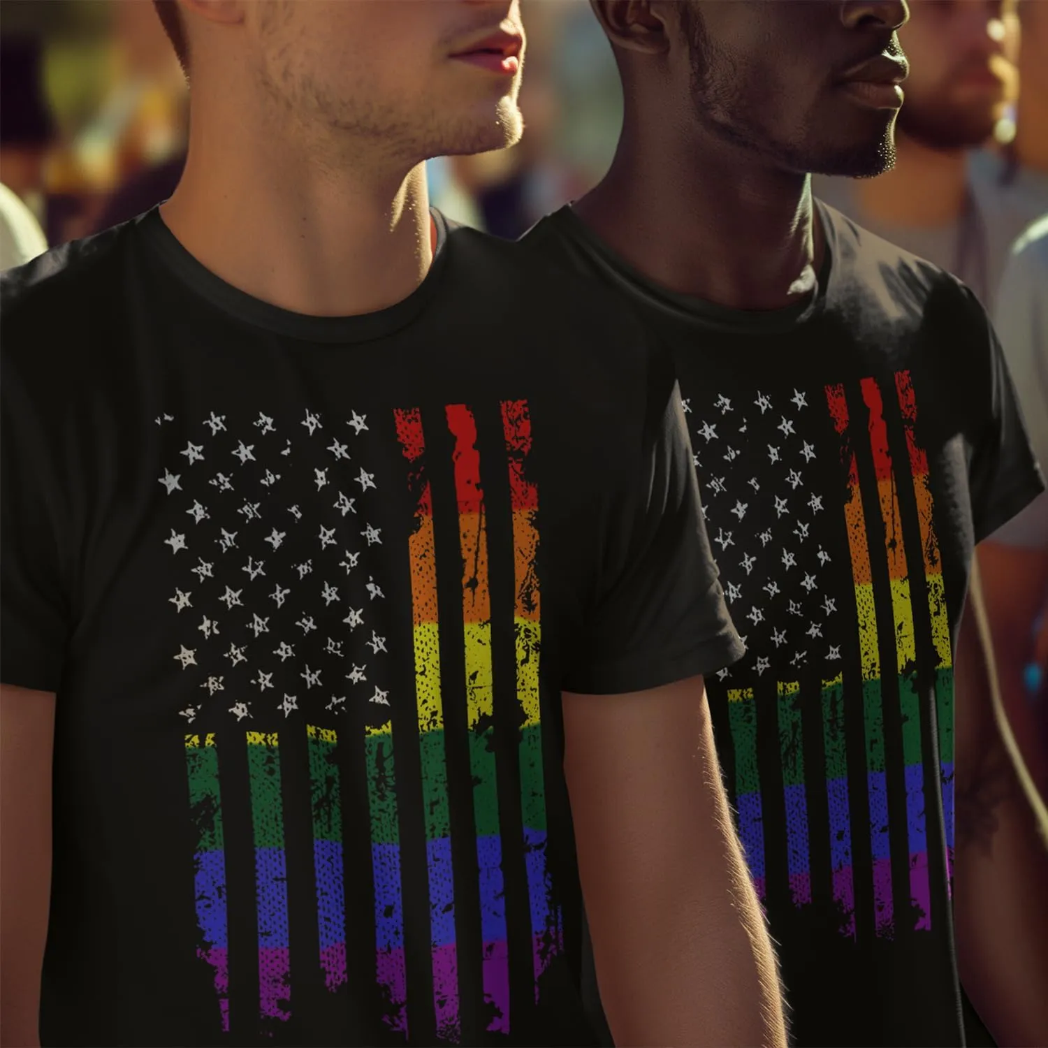 shop4ever Distressed Rainbow Flag T-Shirt Gay Pride Shirts