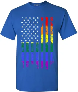 shop4ever Distressed Rainbow Flag T-Shirt Gay Pride Shirts