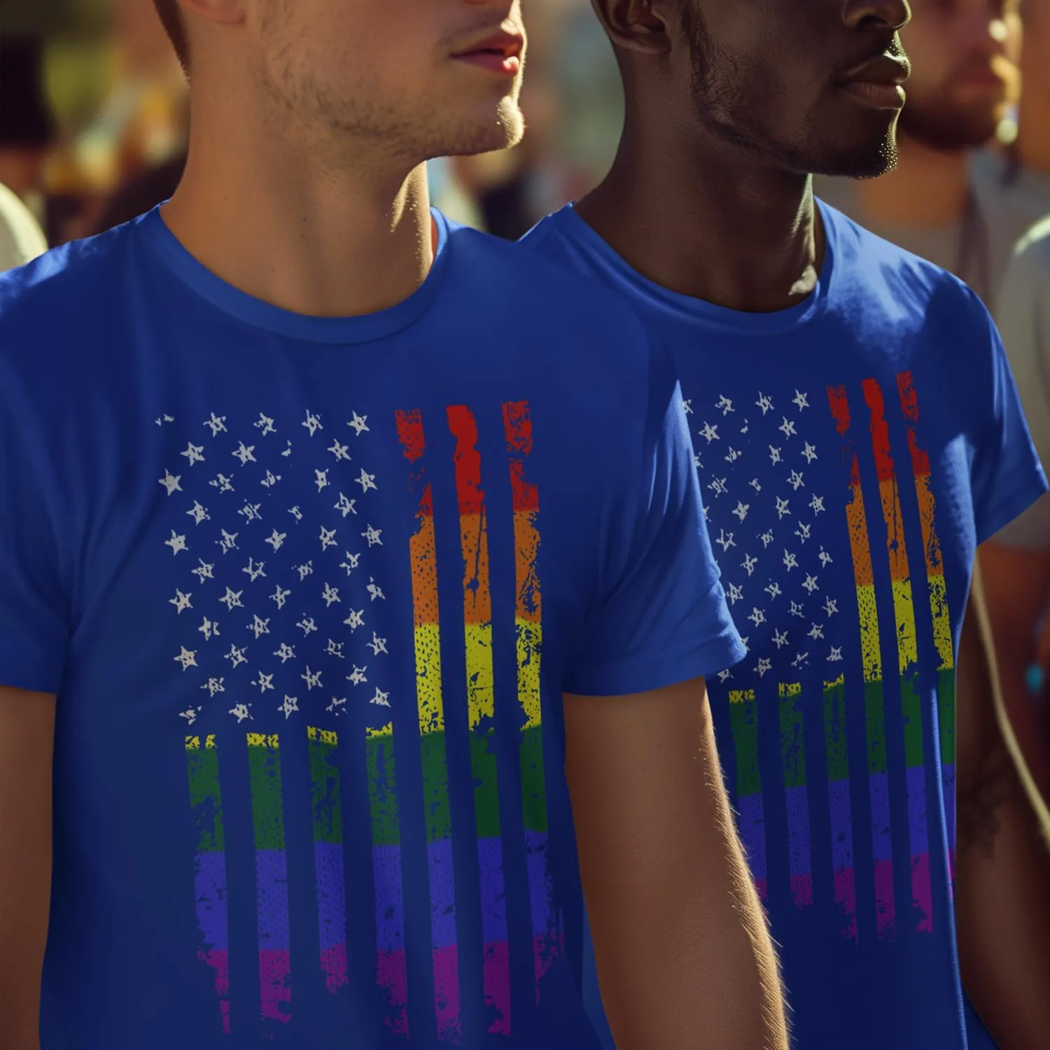 shop4ever Distressed Rainbow Flag T-Shirt Gay Pride Shirts