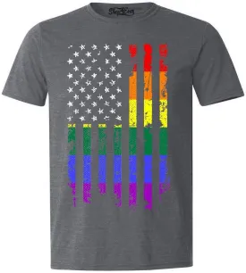 shop4ever Distressed Rainbow Flag T-Shirt Gay Pride Shirts