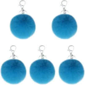 Unpafcxddyig 5 Pieces Poms Keychains Fluffy Ball Faux Fur Pom Pom Keyring for Women