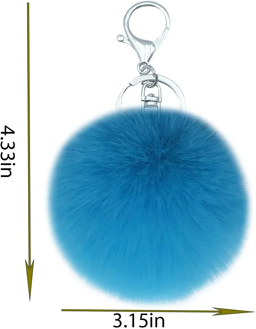 Unpafcxddyig 5 Pieces Poms Keychains Fluffy Ball Faux Fur Pom Pom Keyring for Women