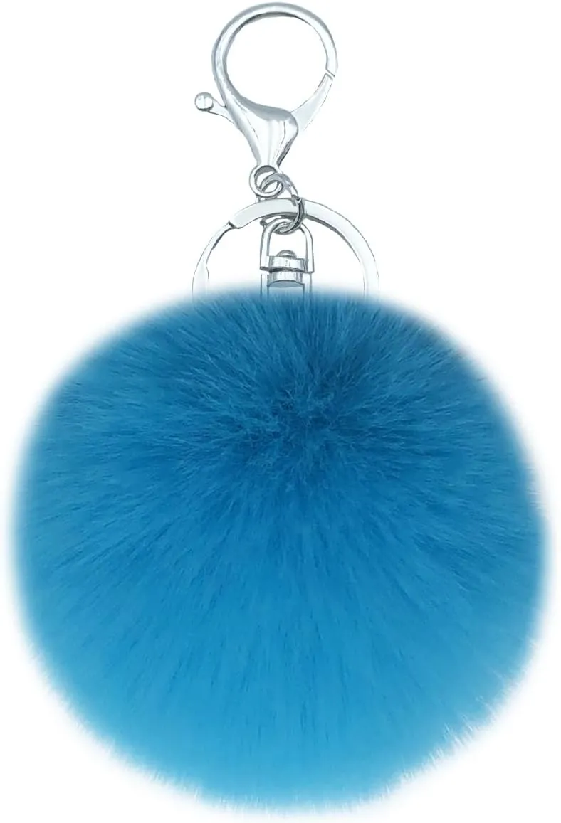 Unpafcxddyig 5 Pieces Poms Keychains Fluffy Ball Faux Fur Pom Pom Keyring for Women