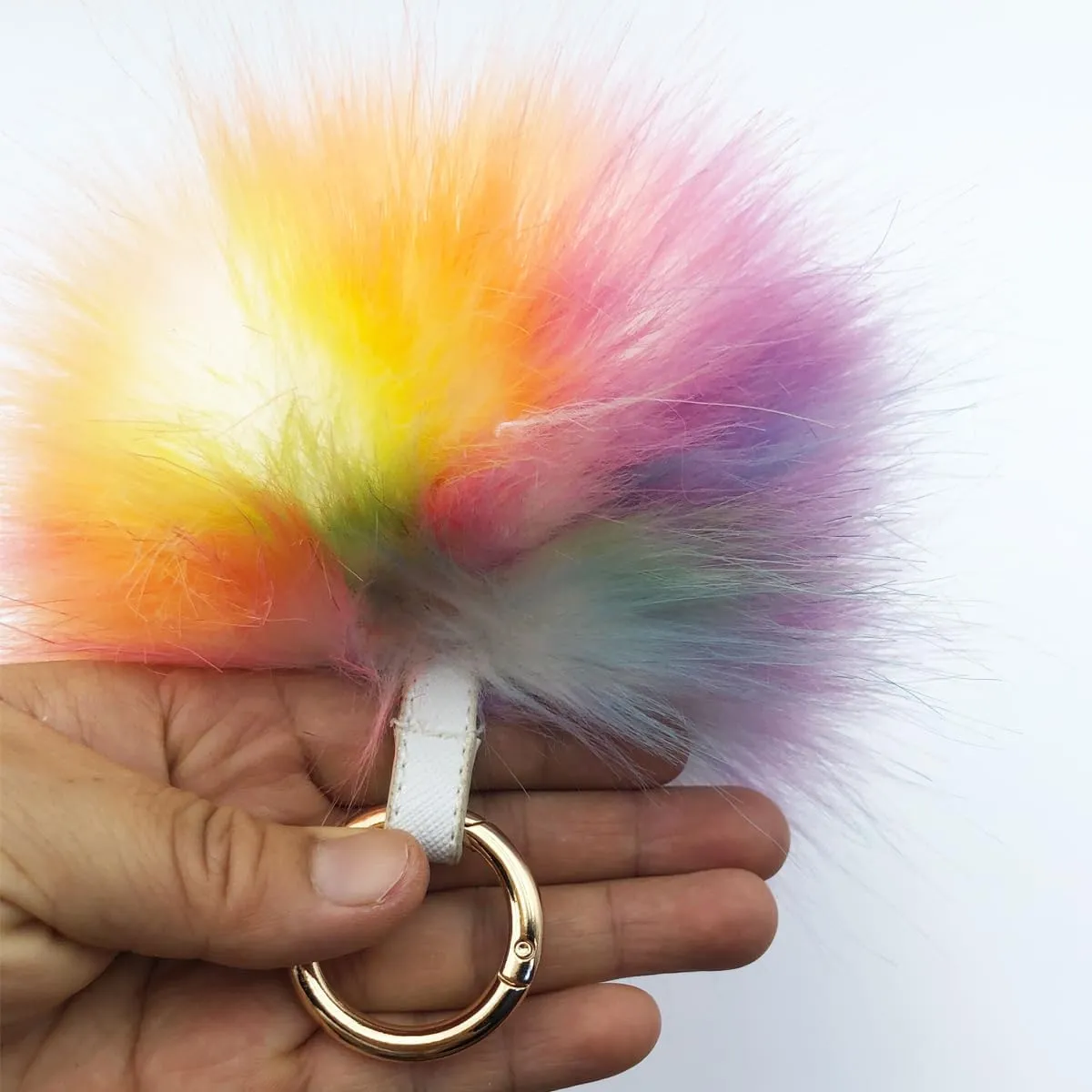 Unpafcxddyig Faux Fox Fur Ball Soft Pom Pom Keychain for Car Key Ring Phone Handbag Charm Tote Pendant