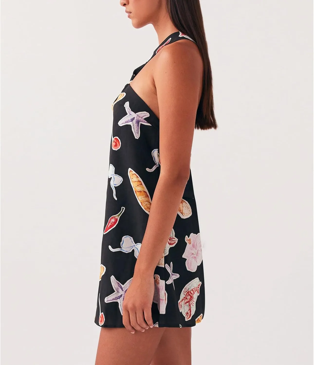 Women Y2K Halter Mini Dress Sexy Sleeveles Open Back Slim Fit Short Dress Tie Back Cocktail Party Night Out Sundress